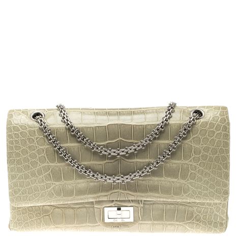 chanel boy bag crocodile white|Chanel crocodile 227 flap bag.